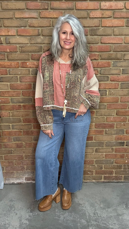 Brick Mix V-Neck Top