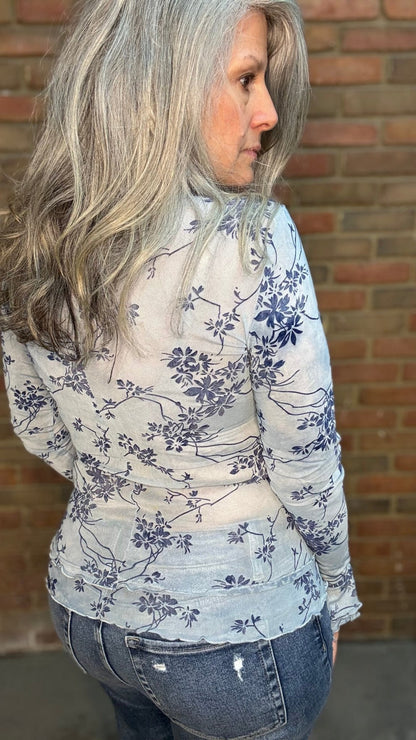 Burn Out Sheer Mesh Top - Vintage Vault Boutique