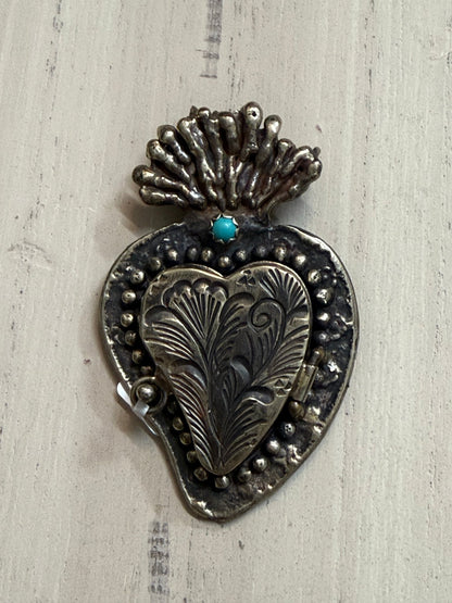 Flaming Heart Engraved Locket - Vintage Vault Boutique
