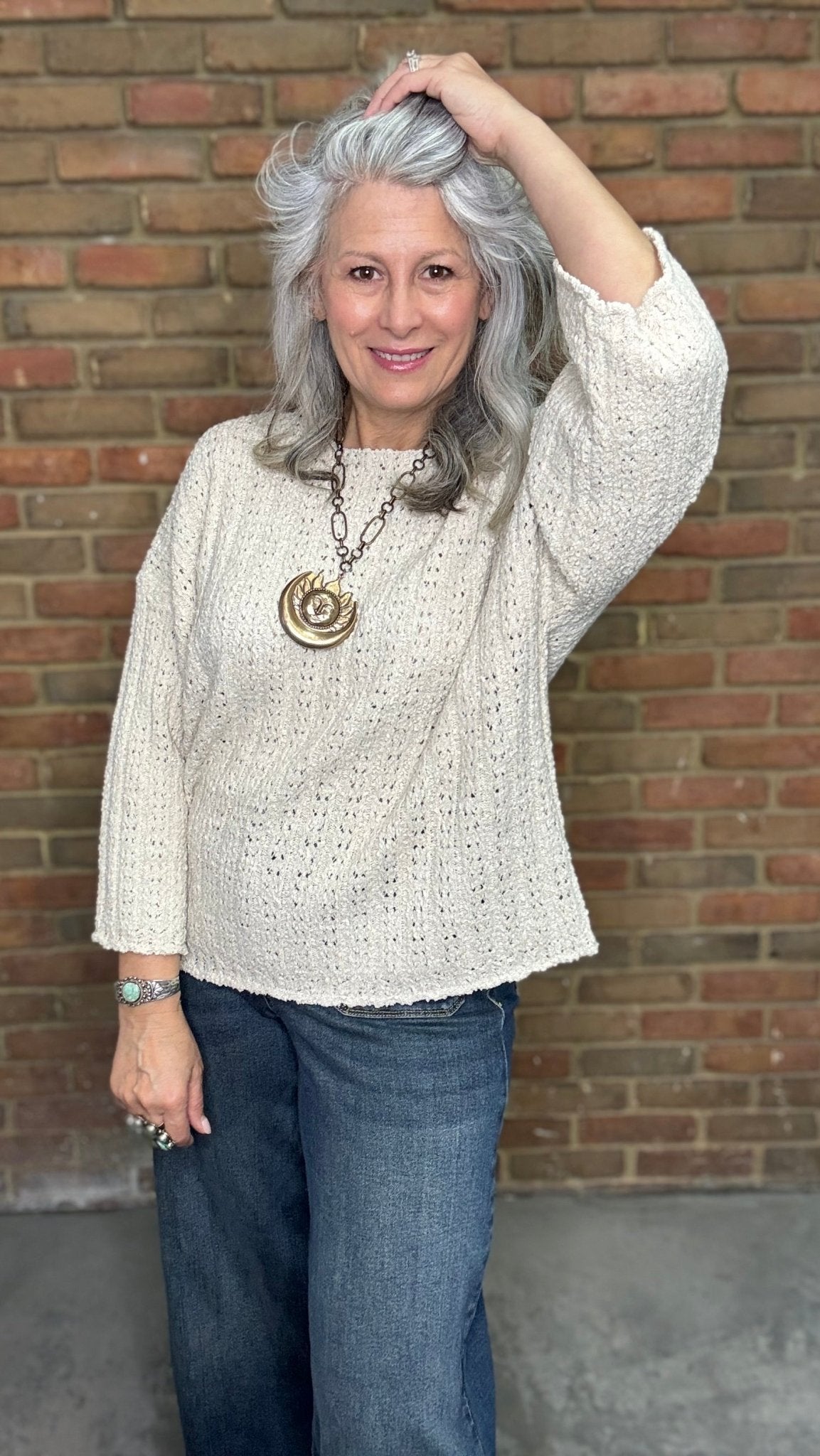 Loose Knit Natural Sweater - Vintage Vault Boutique