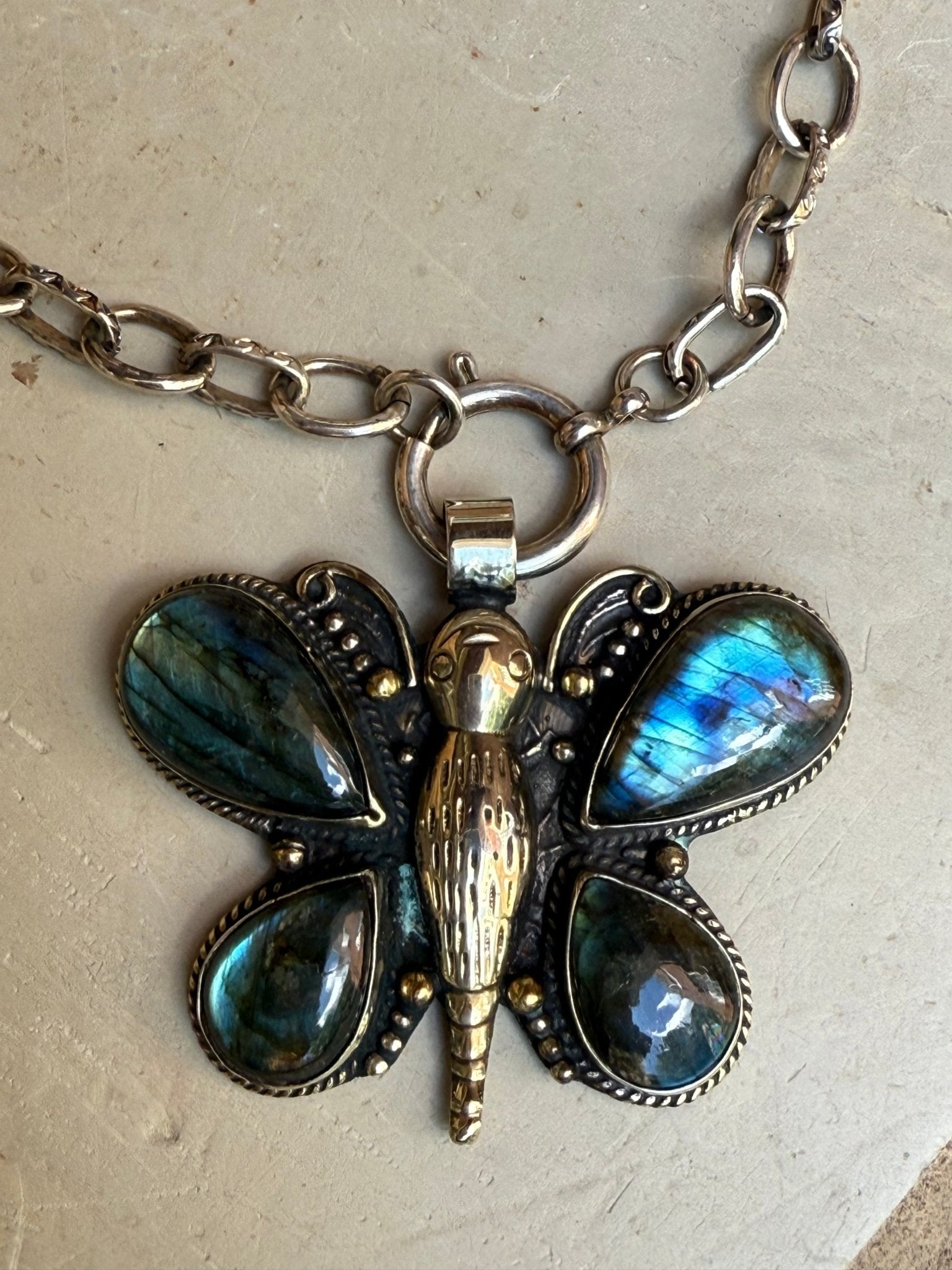 EKD Labradorite Butterfly Necklace - Vintage Vault Boutique