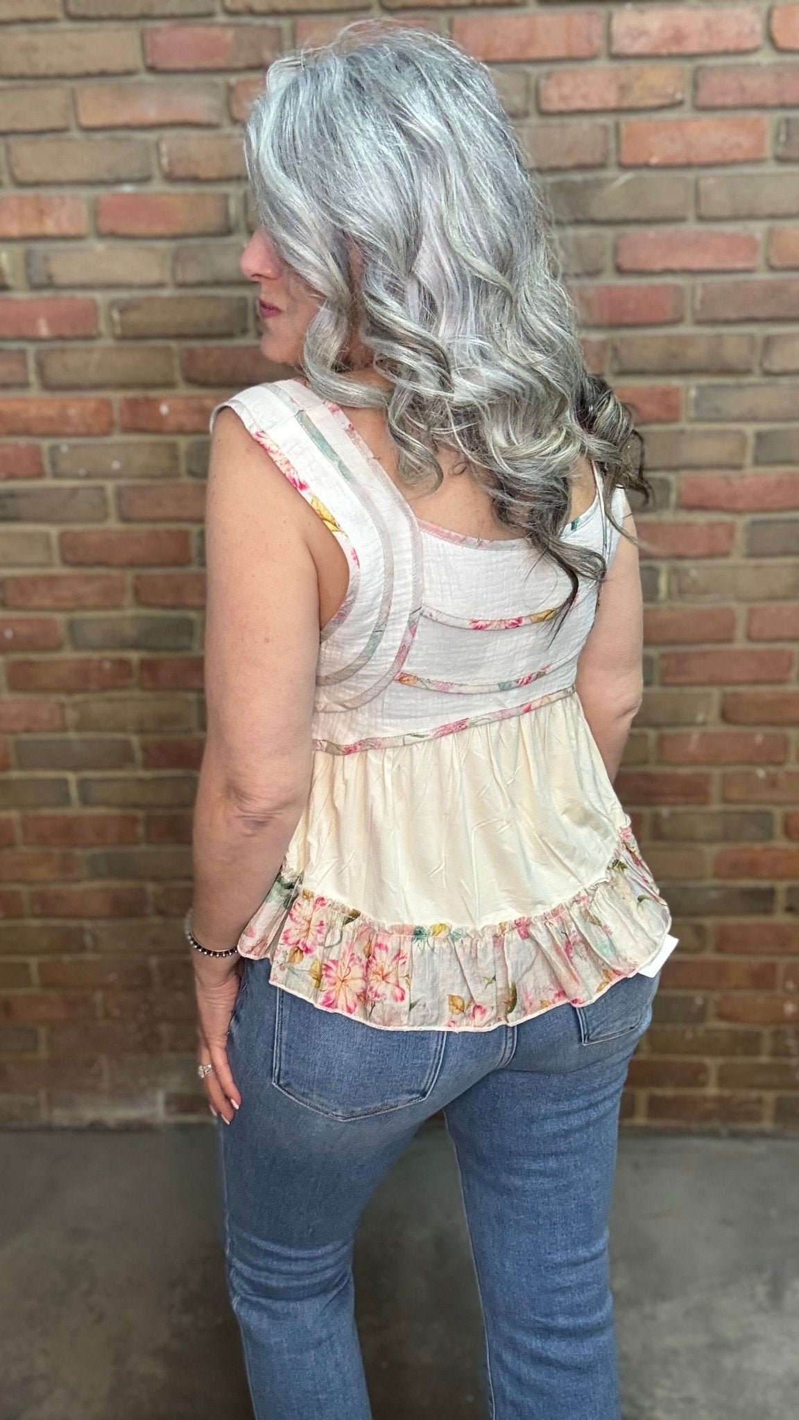 Natural Babydoll Tank Top - Vintage Vault Boutique