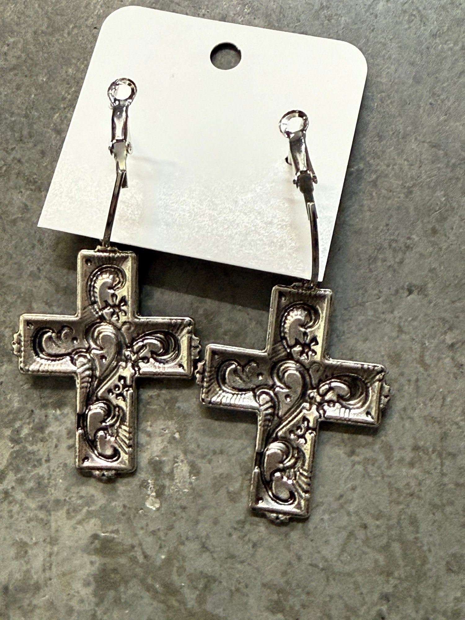 Cross Hoop Dangle Earring