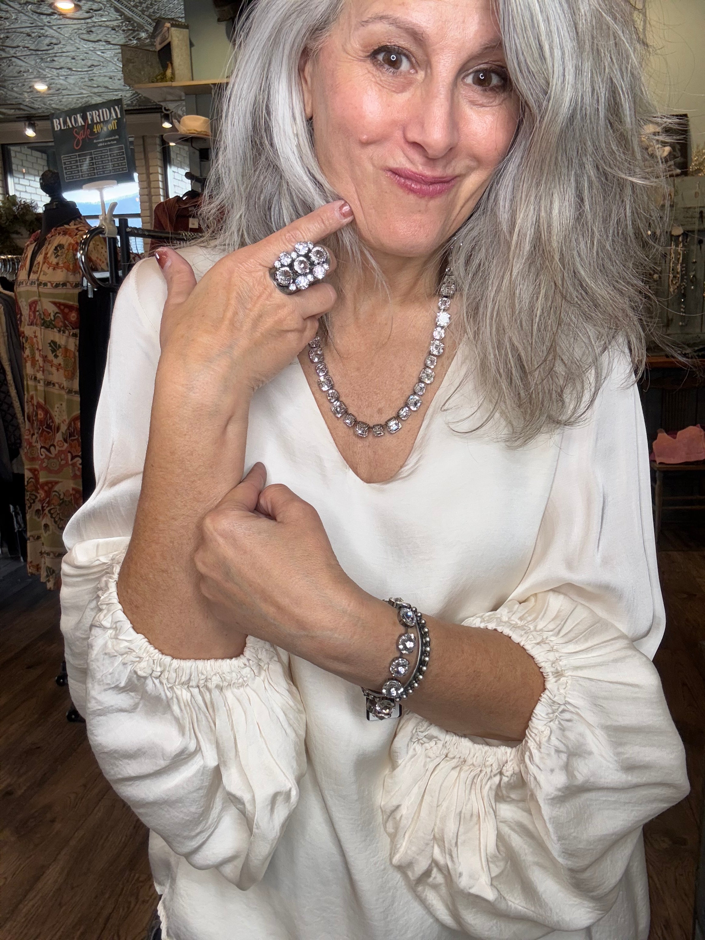 Jadia Necklace in Antique Silver