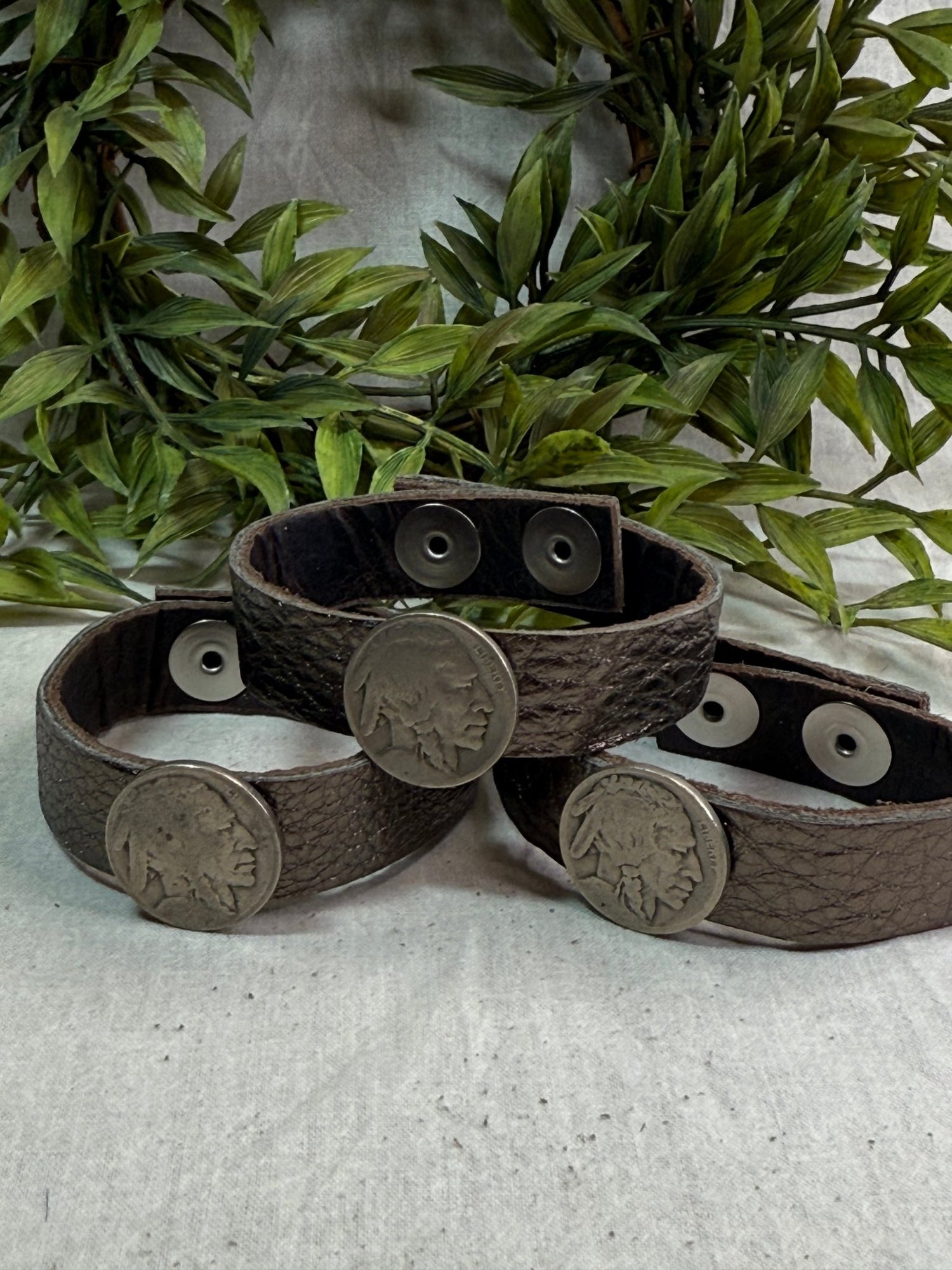 Buffalo Nickel Leather Snap Bracelet - Vintage Vault Boutique