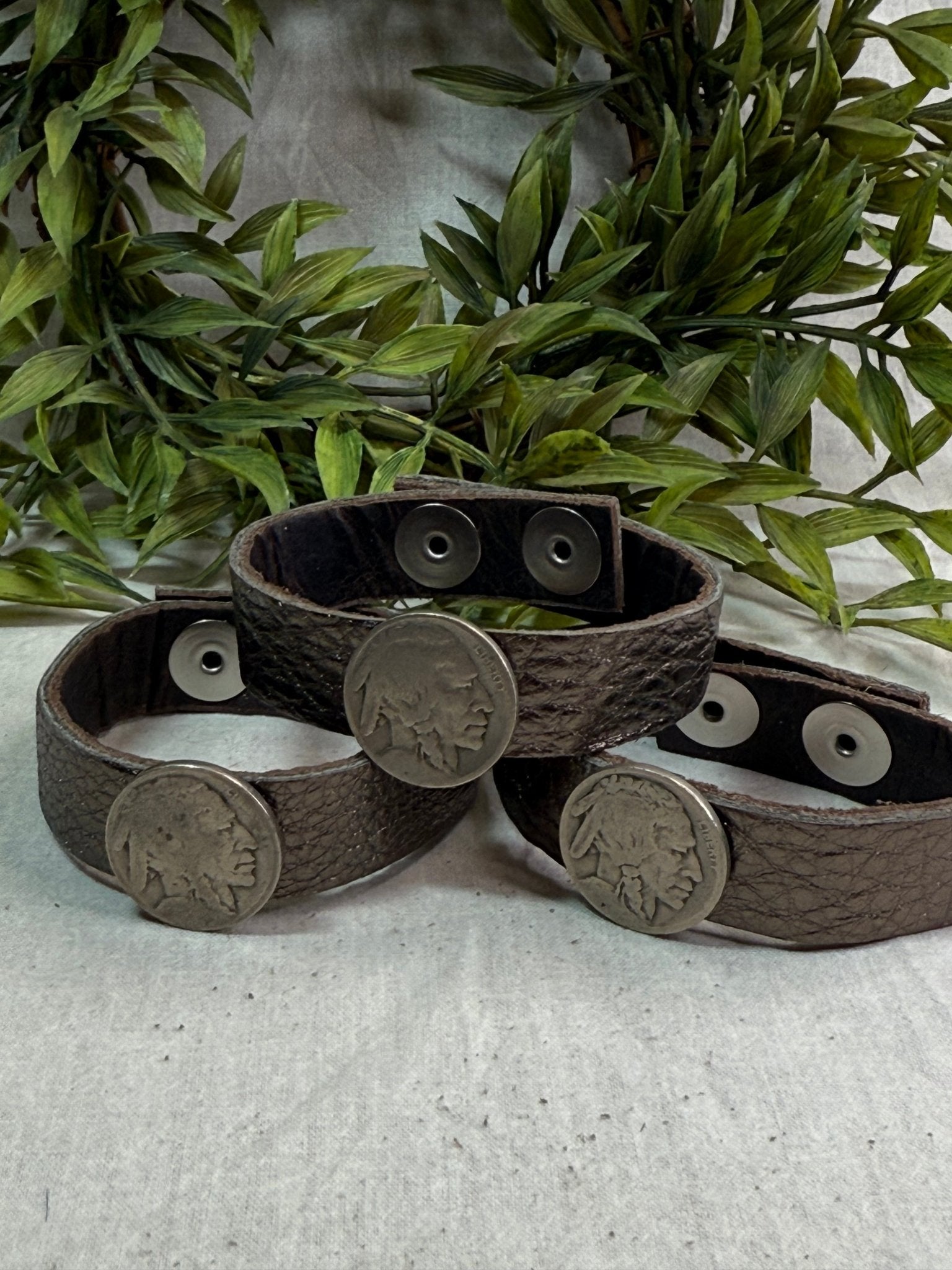 Buffalo Nickel Leather Snap Bracelet - Vintage Vault Boutique
