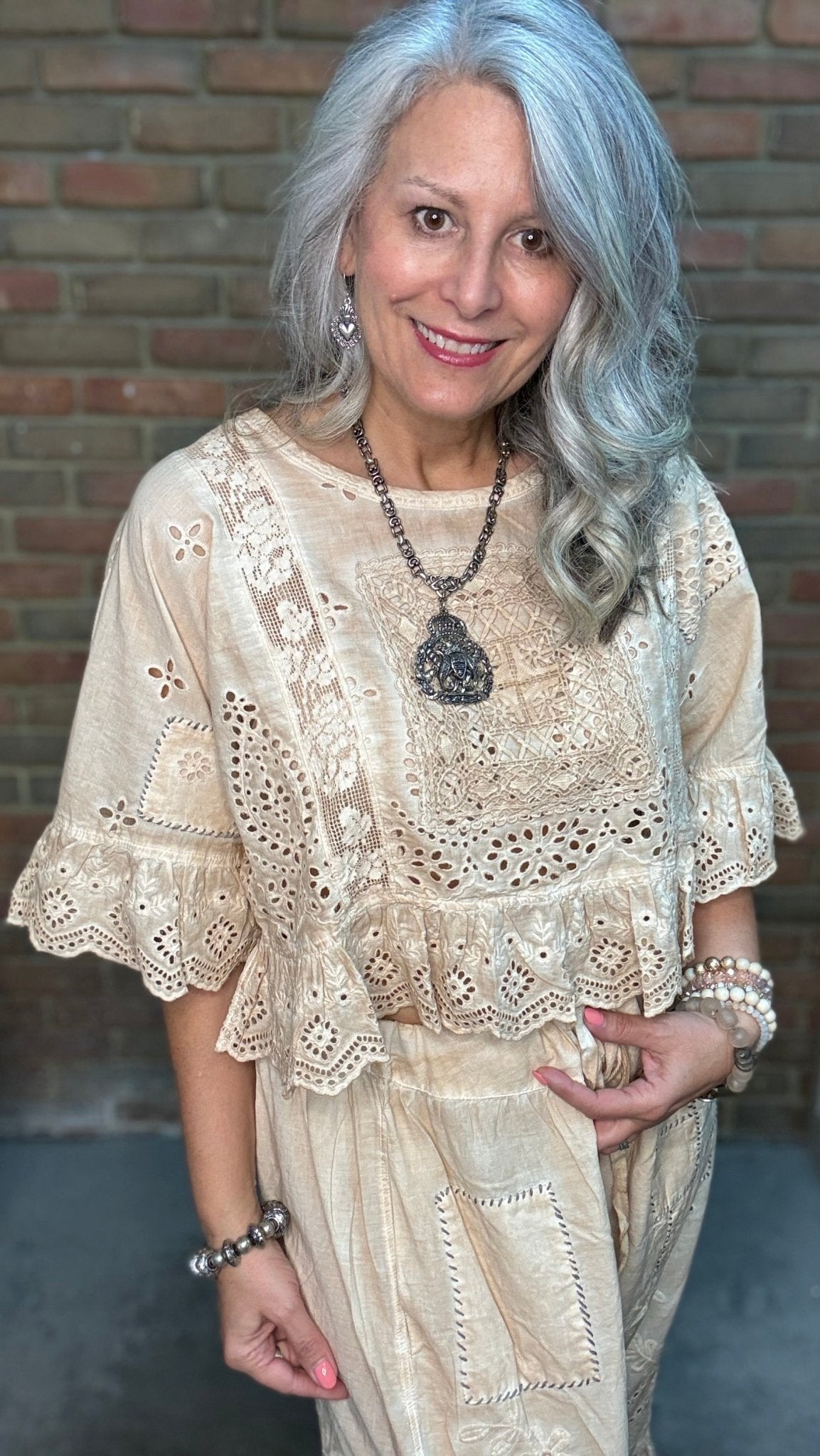 Softly Worn Top - Oatmeal - Vintage Vault Boutique