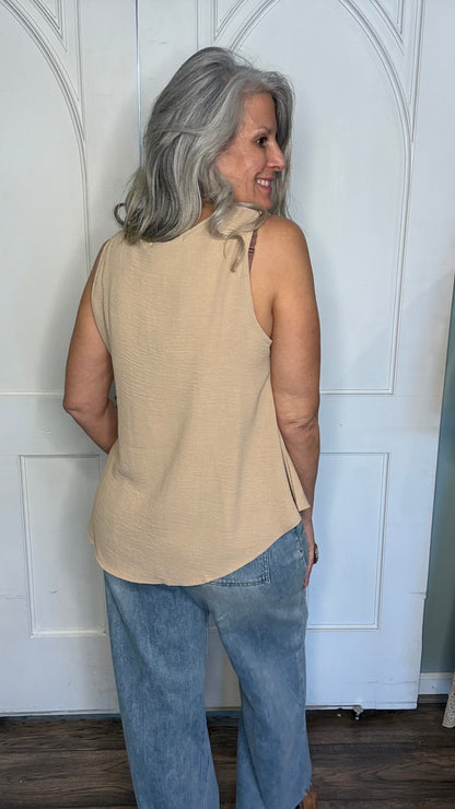 Taupe V-Neck Tank Top