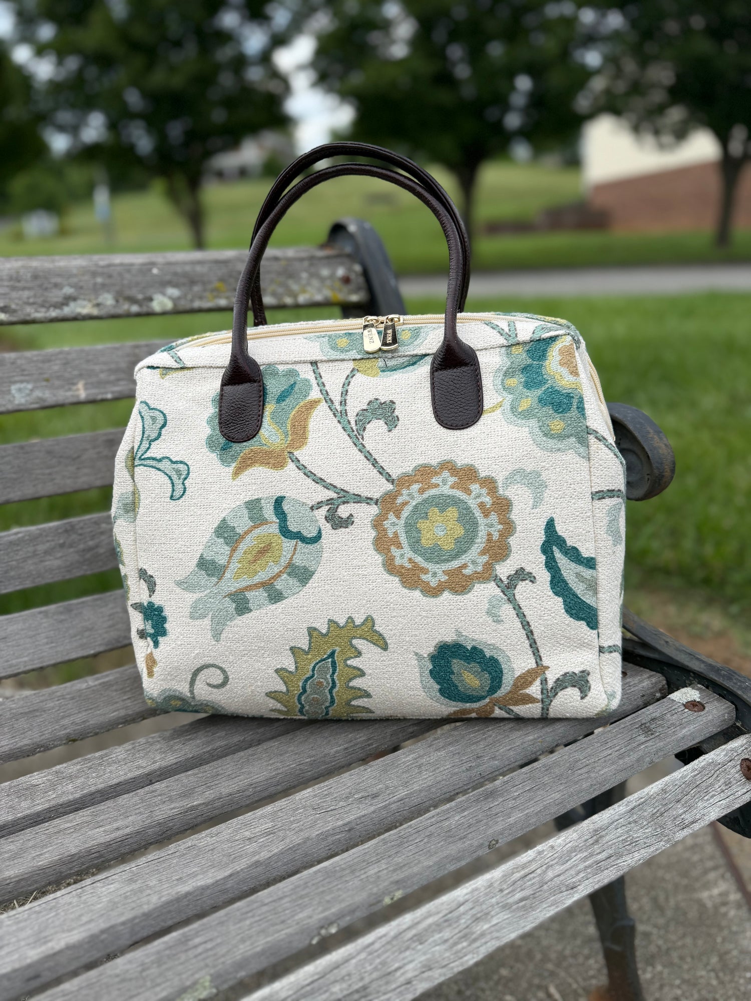 Large Tapestry Bag Teal/Gold