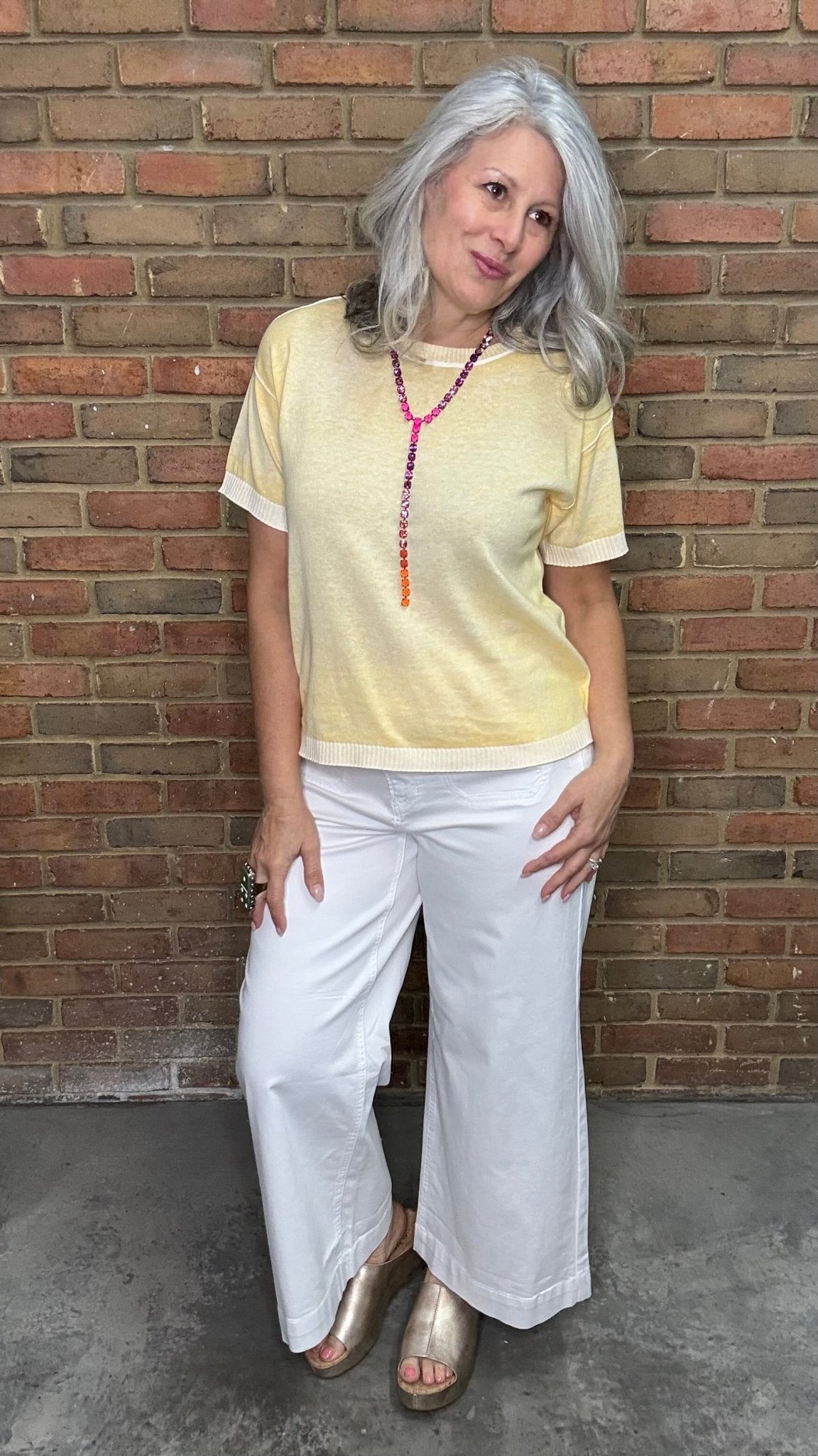 White Twill Cropped Flare Leg - Vintage Vault Boutique