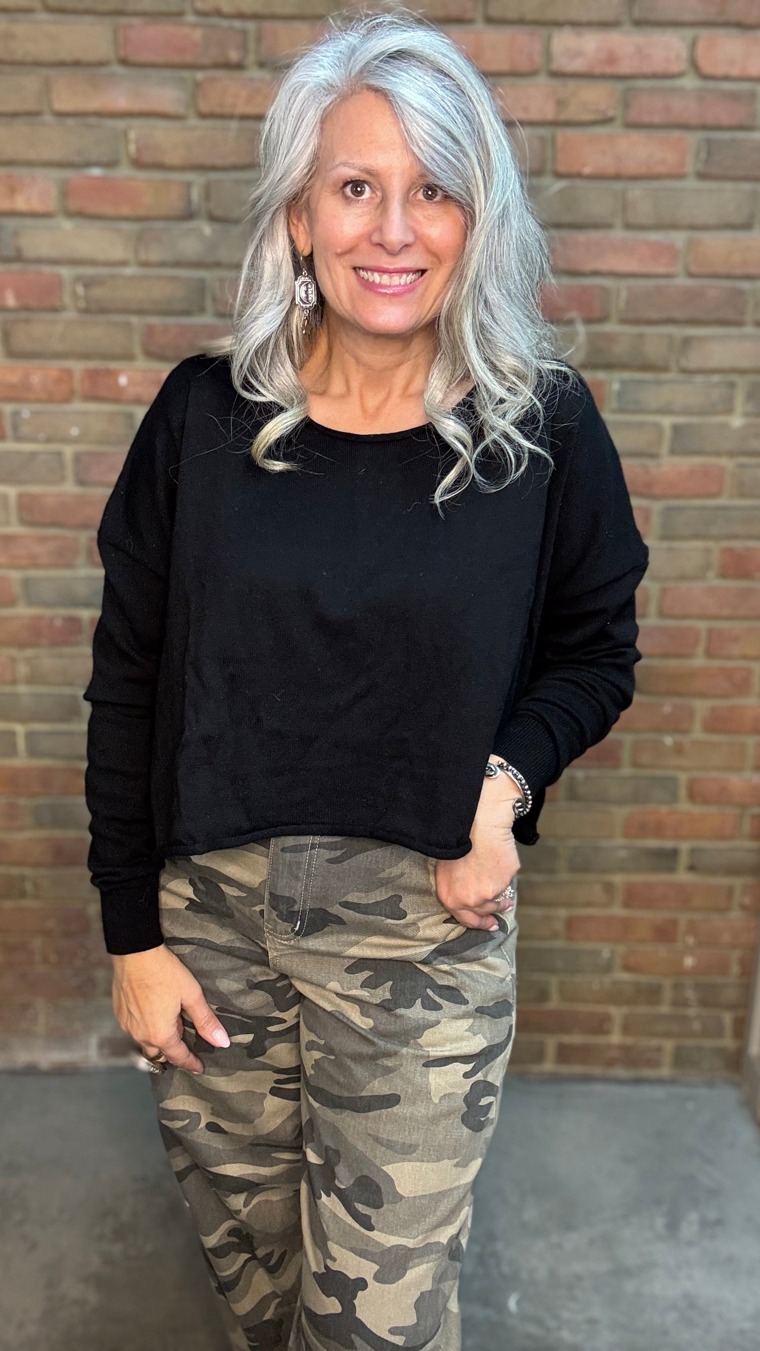 Black Sweater Crop Top