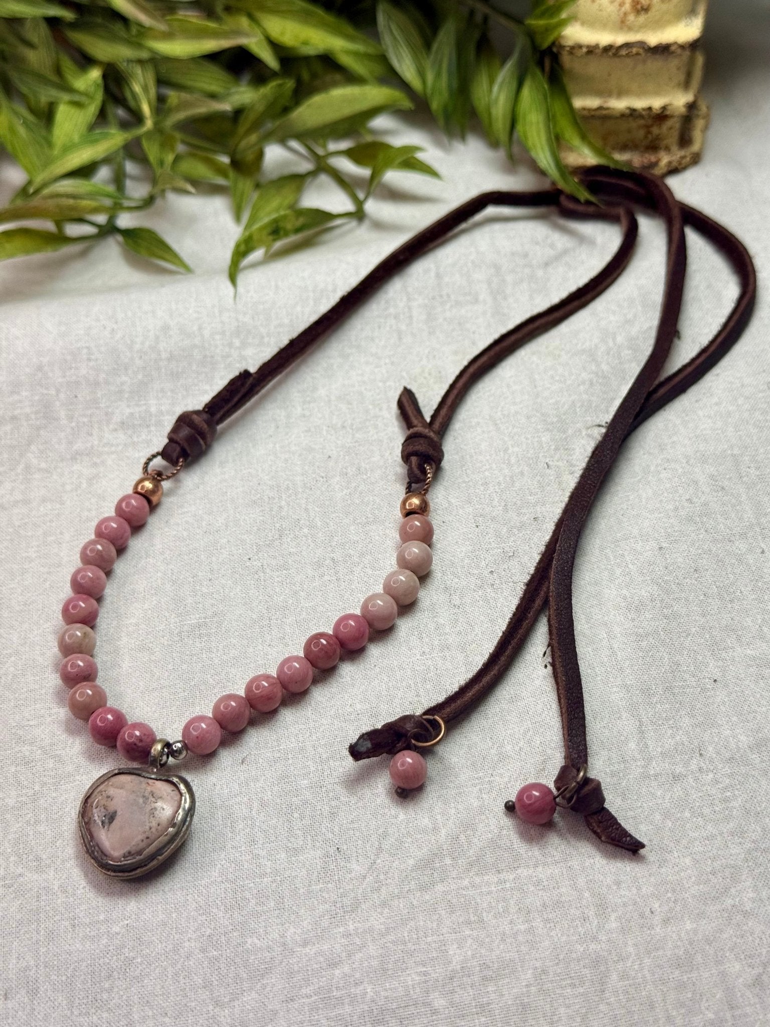 Pink Heart on Pink Beads Necklace - Vintage Vault Boutique