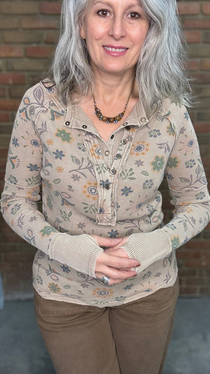 Floral Washed Henley