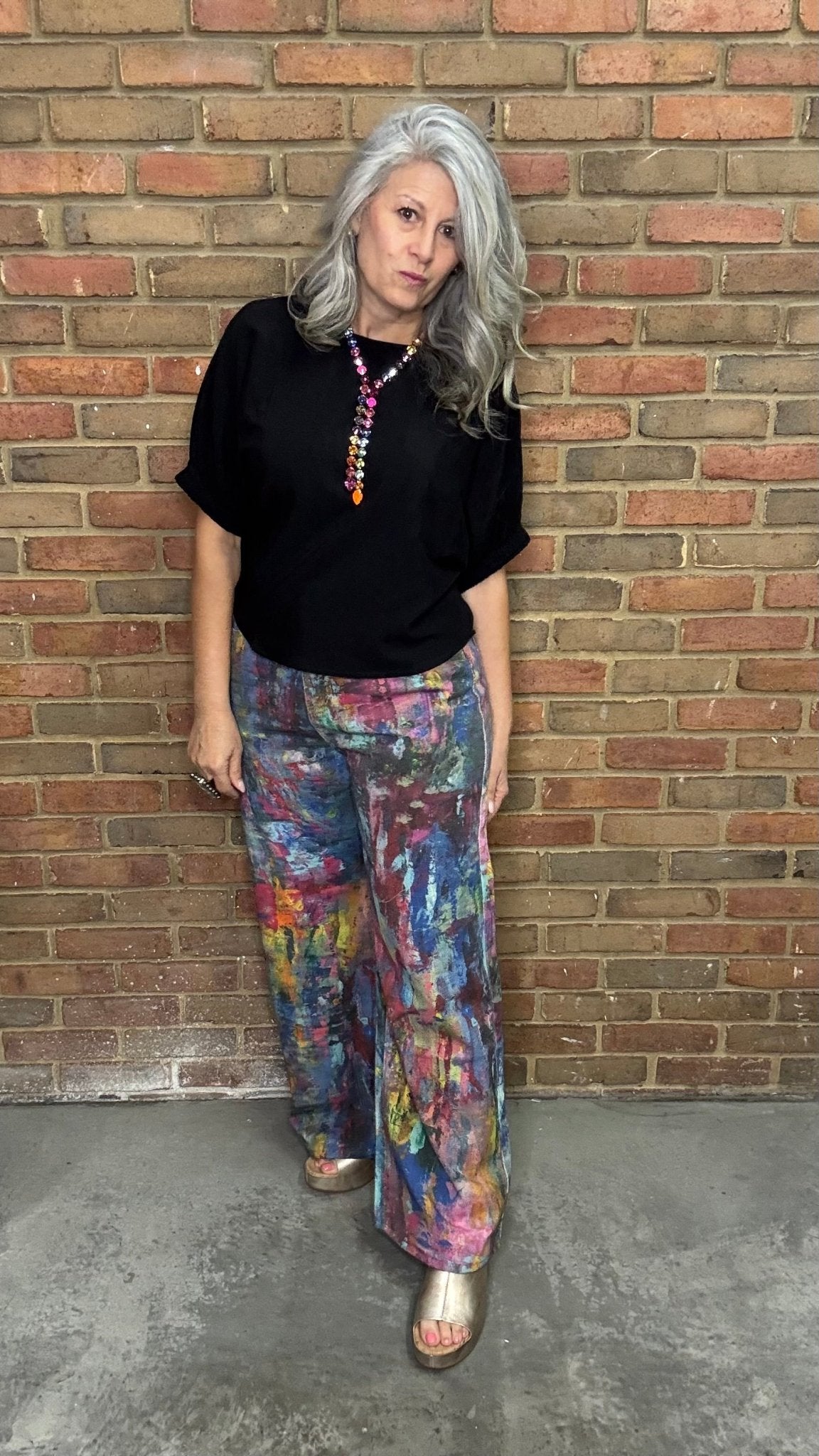 Printed Denim Jeans - Vintage Vault Boutique