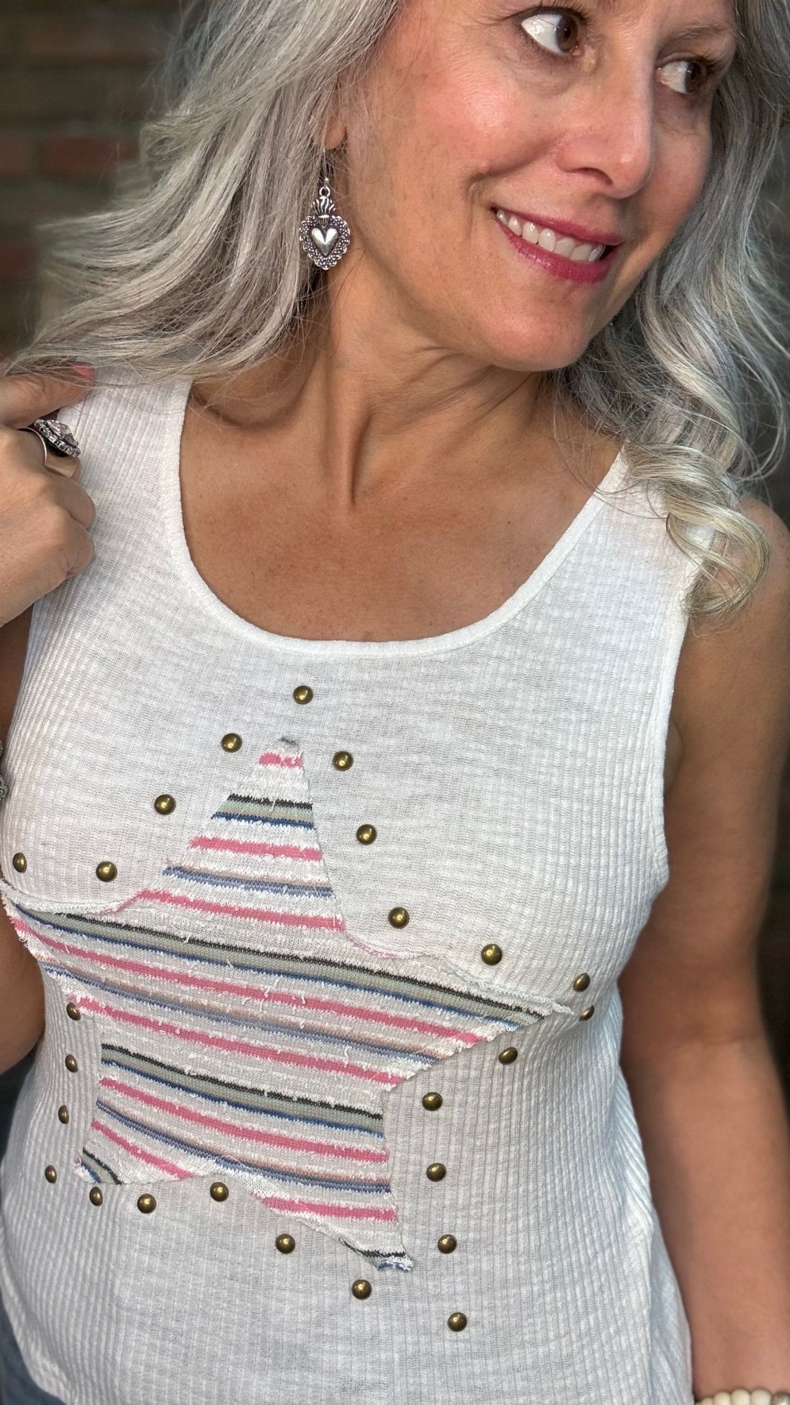 Star and Studded Tank Top - Vintage Vault Boutique