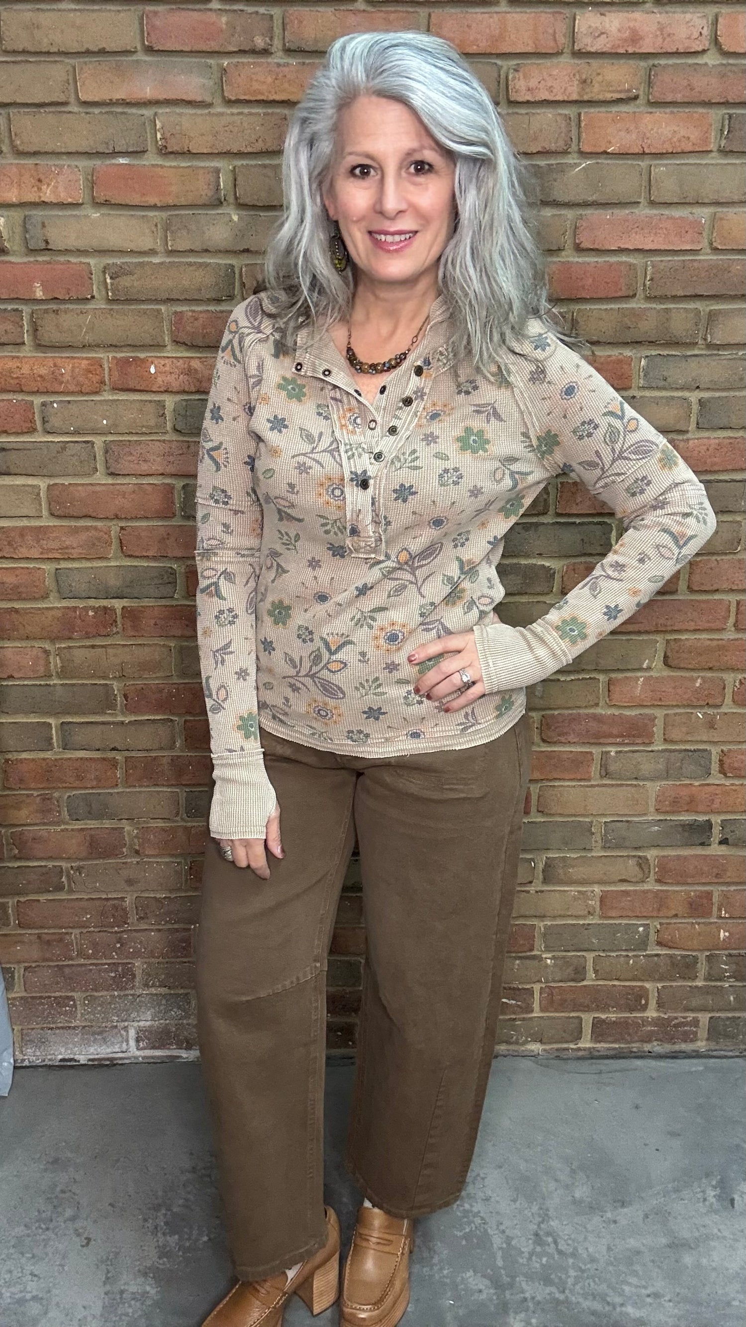 Floral Washed Henley