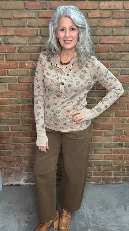 Floral Washed Henley