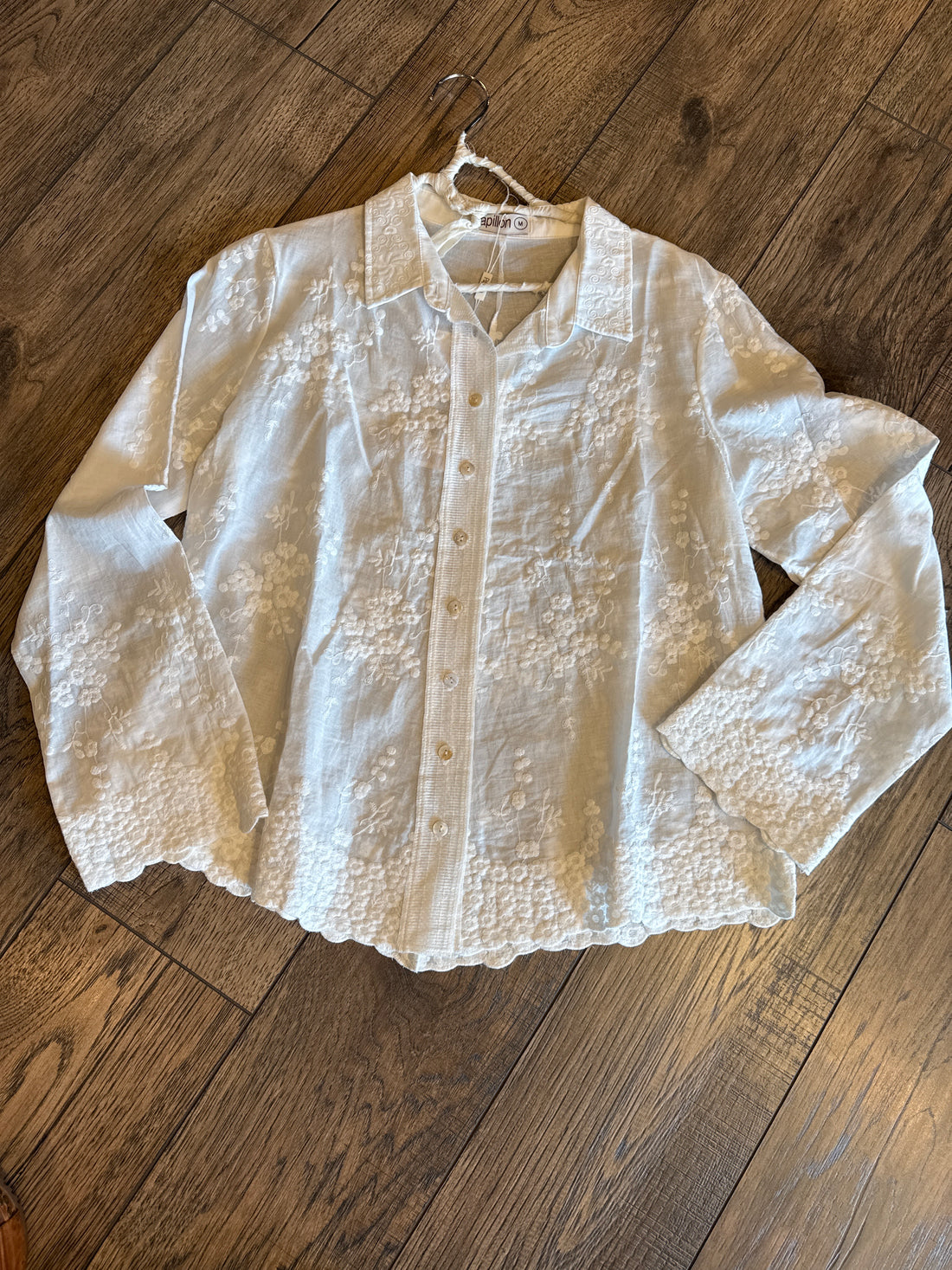 White Embroidered Collared Shirt