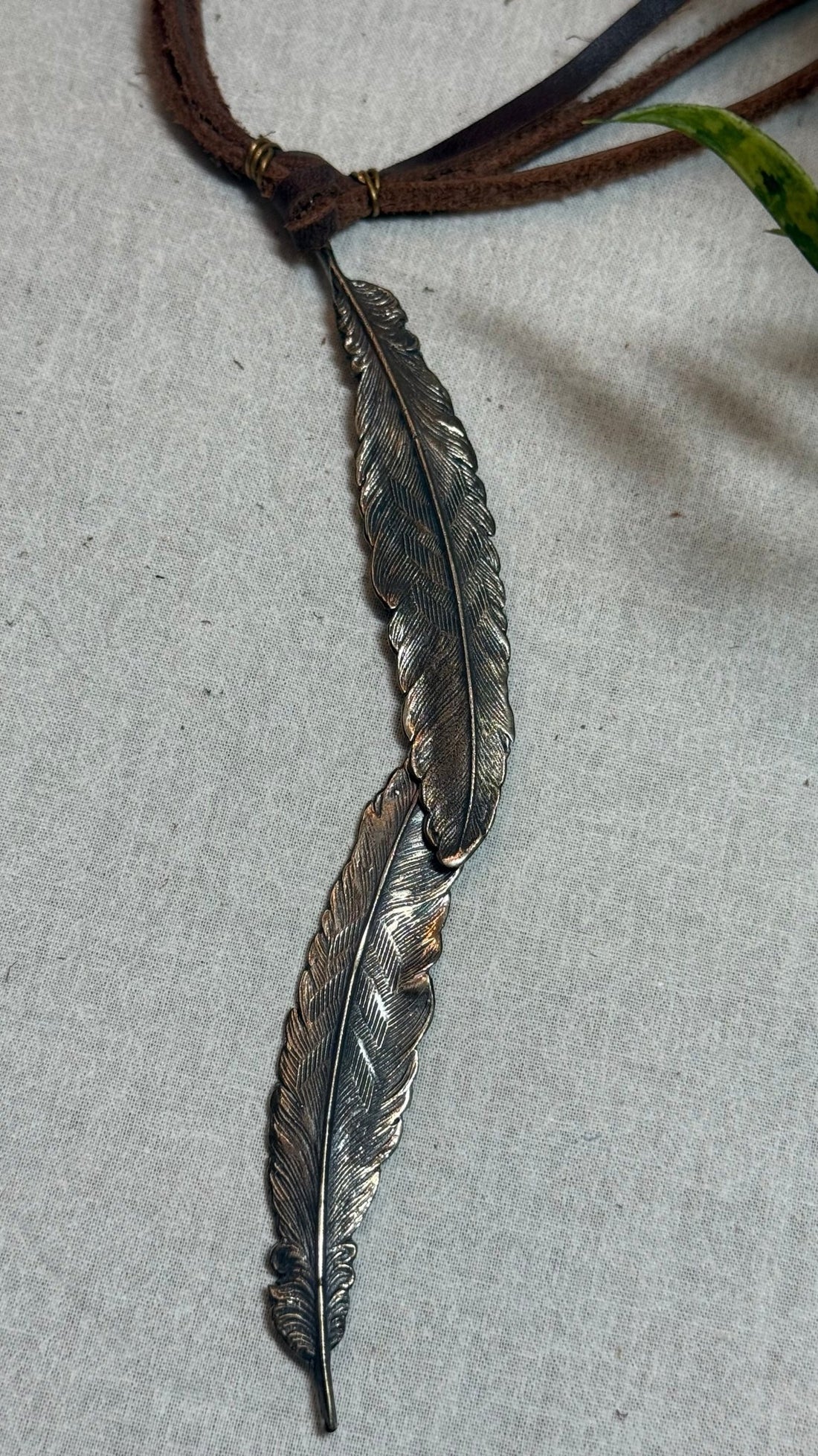 Double Feather Leather Necklace - Vintage Vault Boutique