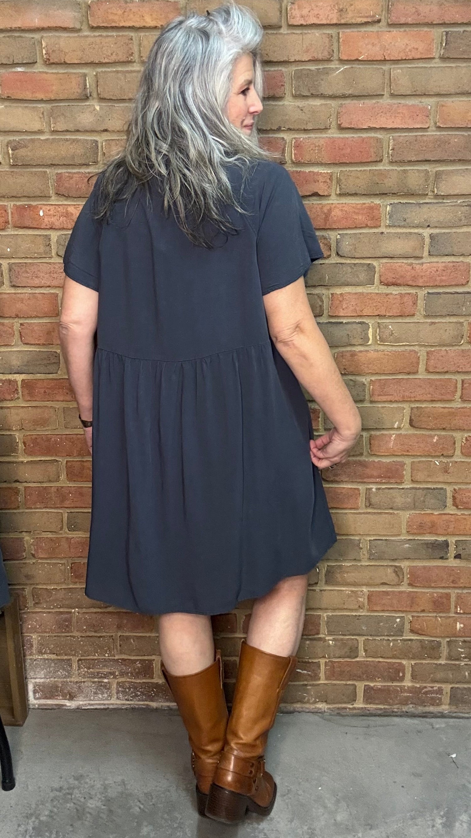 Charcoal PIntuck Shirt/Dress