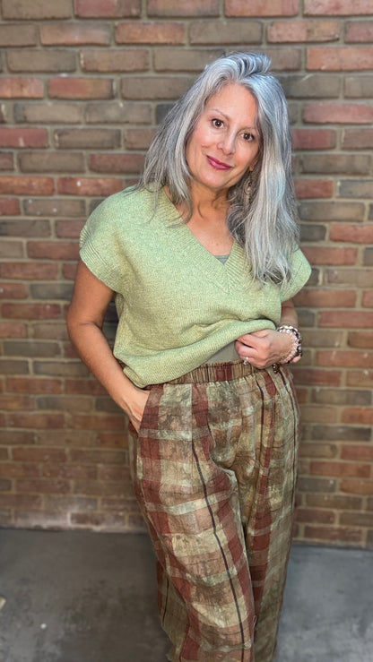 Olive Brown Plaid Pants