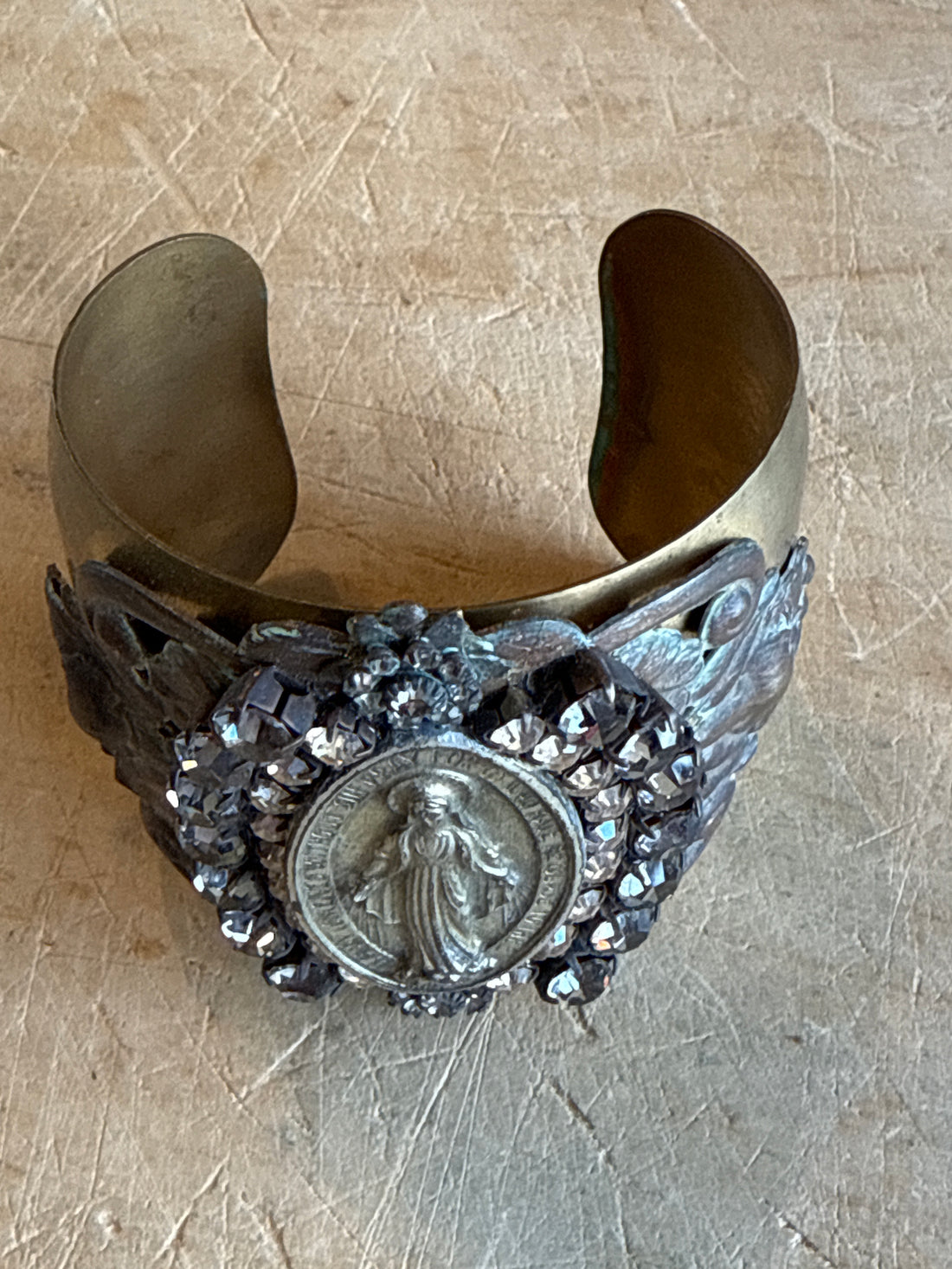 Wide Brass Lady of Guad Cuff Bracelet