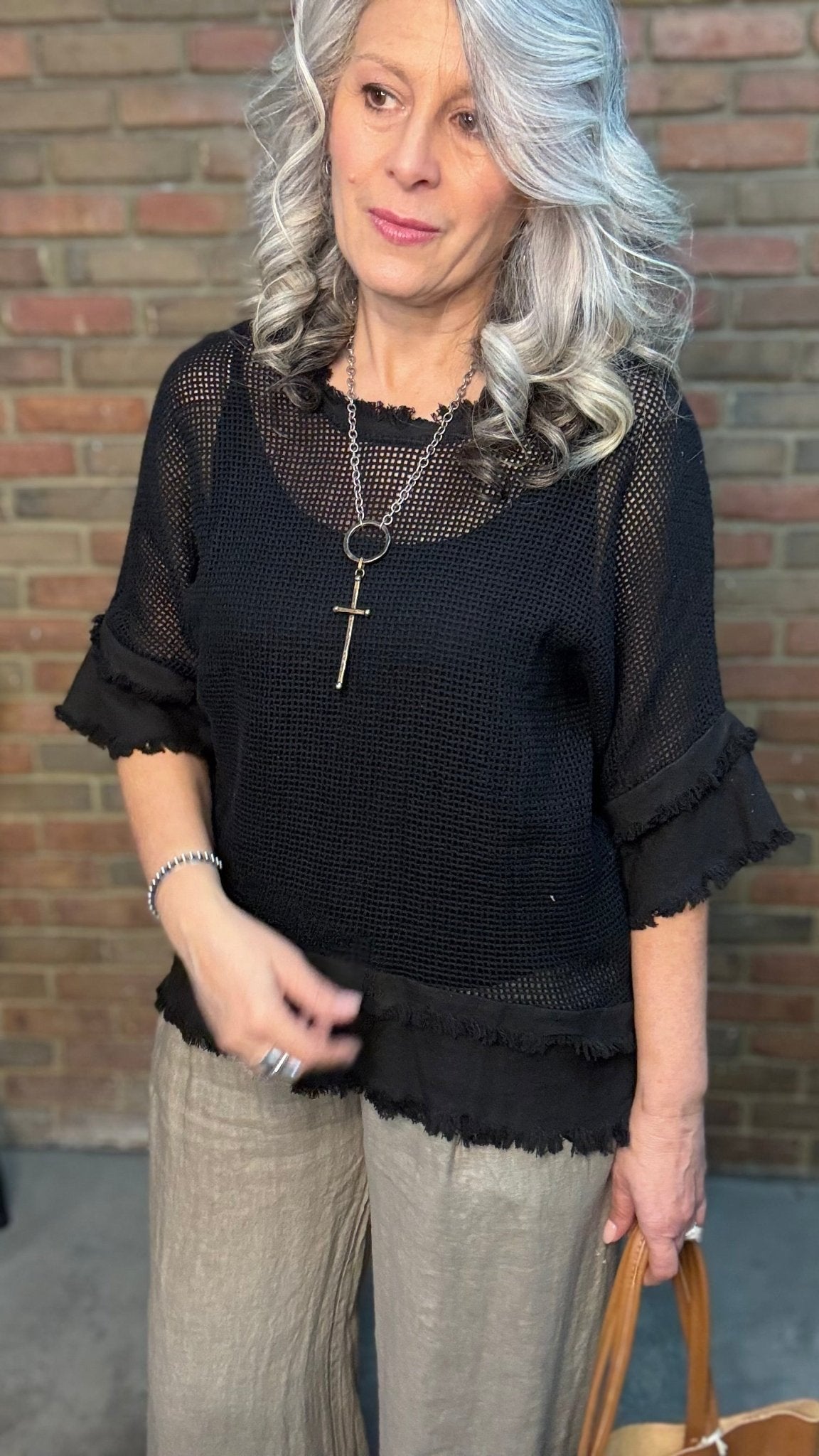 Black Mesh Top - Vintage Vault Boutique
