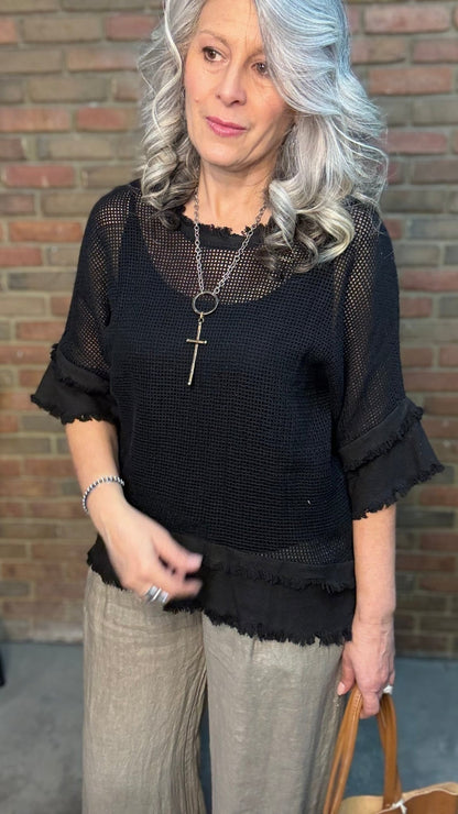 Black Mesh Top - Vintage Vault Boutique