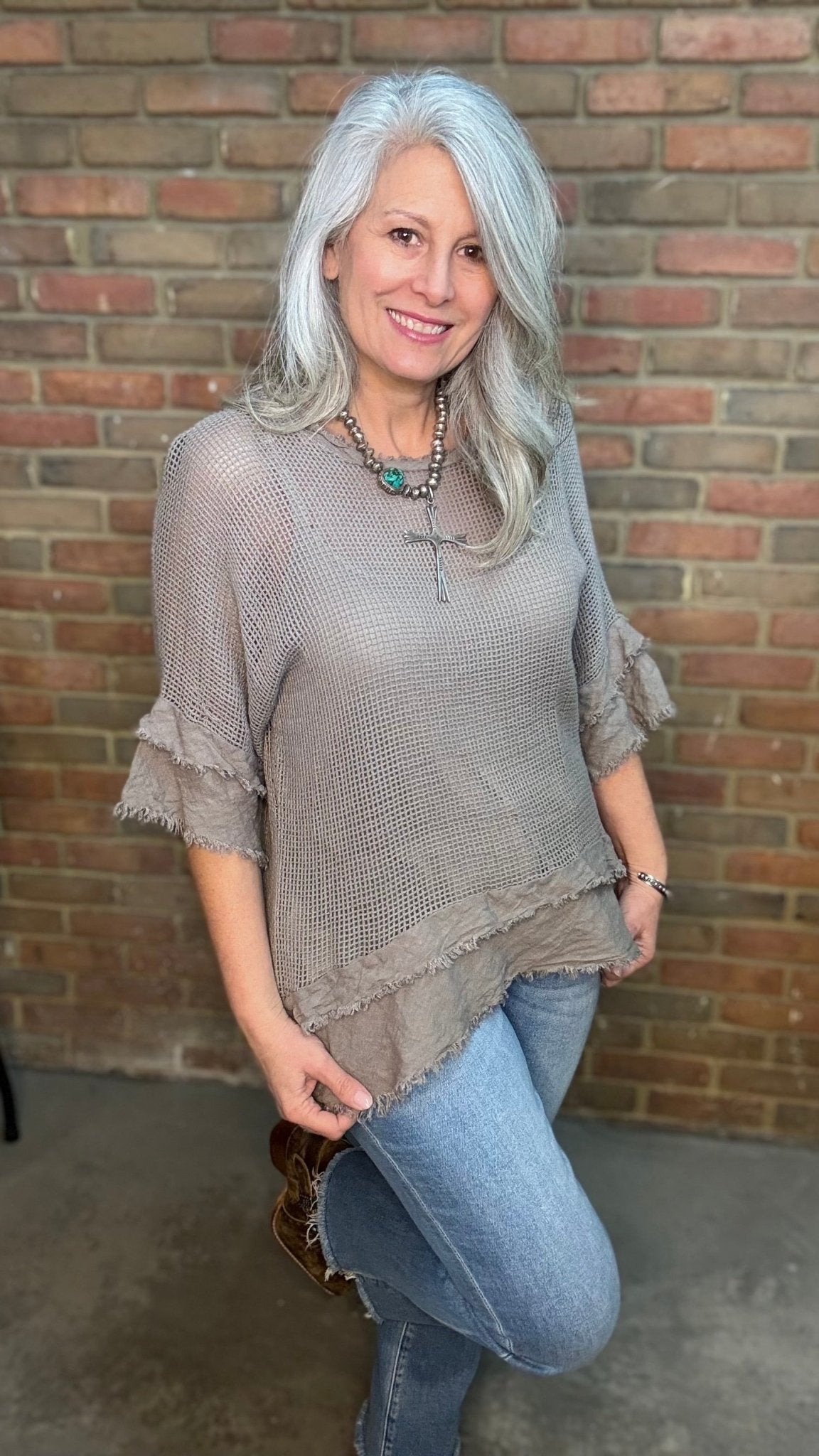 Cotton Mesh Knit Top - Vintage Vault Boutique