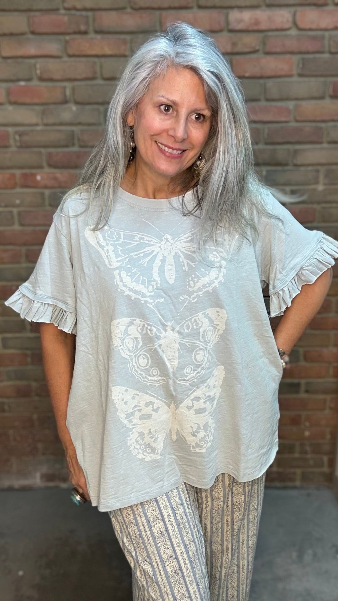 Ruffle Sleeve Butterfly Top - Vintage Vault Boutique