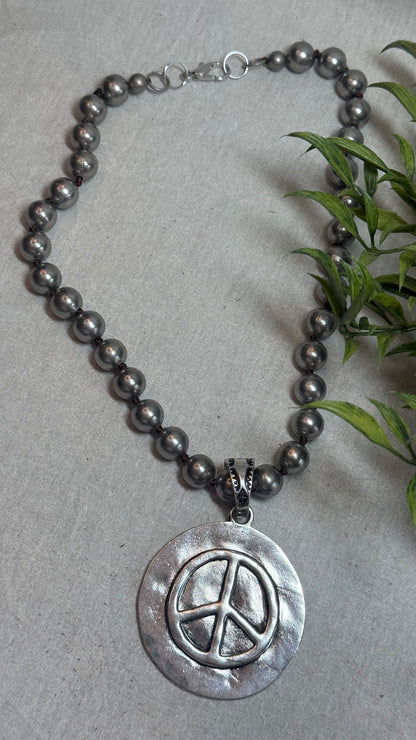 Coin Peace Sign Necklace