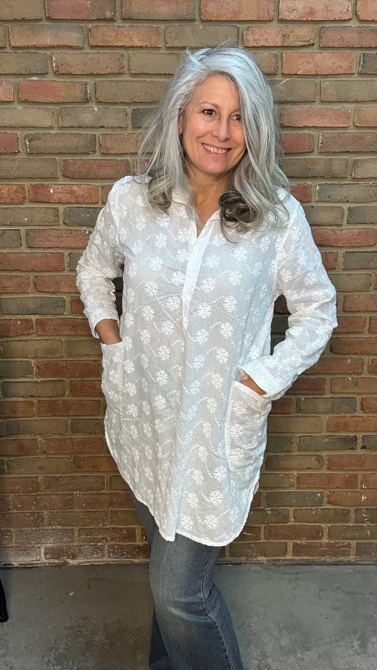 Tory Embroidery Tunic White