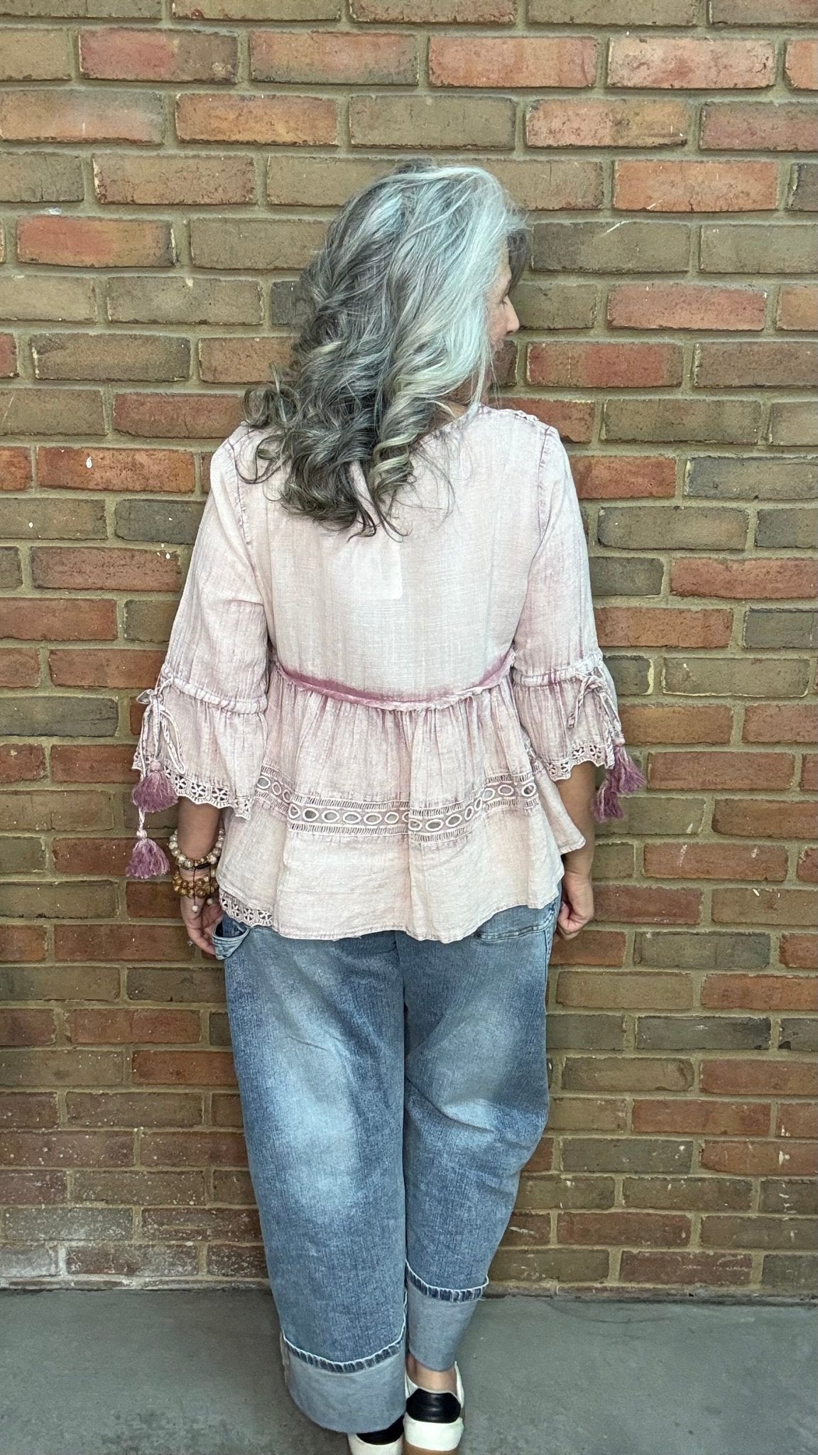 Washed Pink Cotton Gauze Top - Vintage Vault Boutique