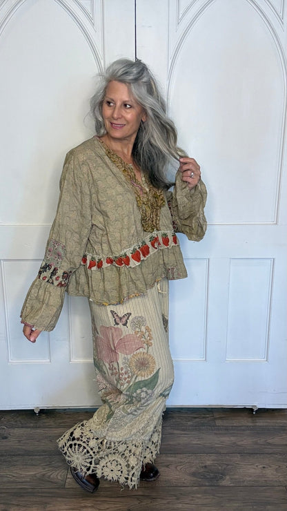 Honey Bloom Top - Moss - Vintage Vault Boutique