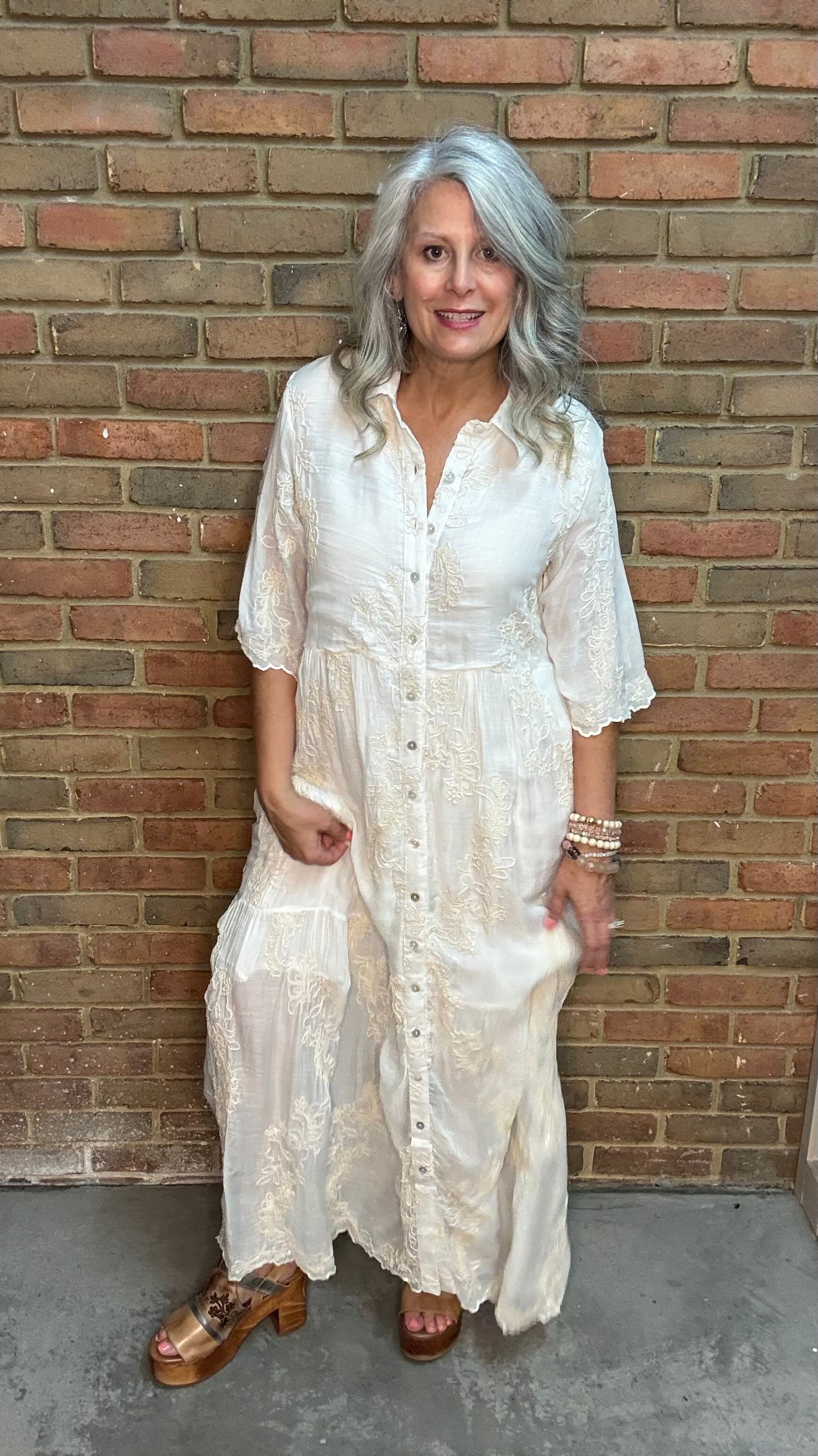 Embroidered Shirt Dress