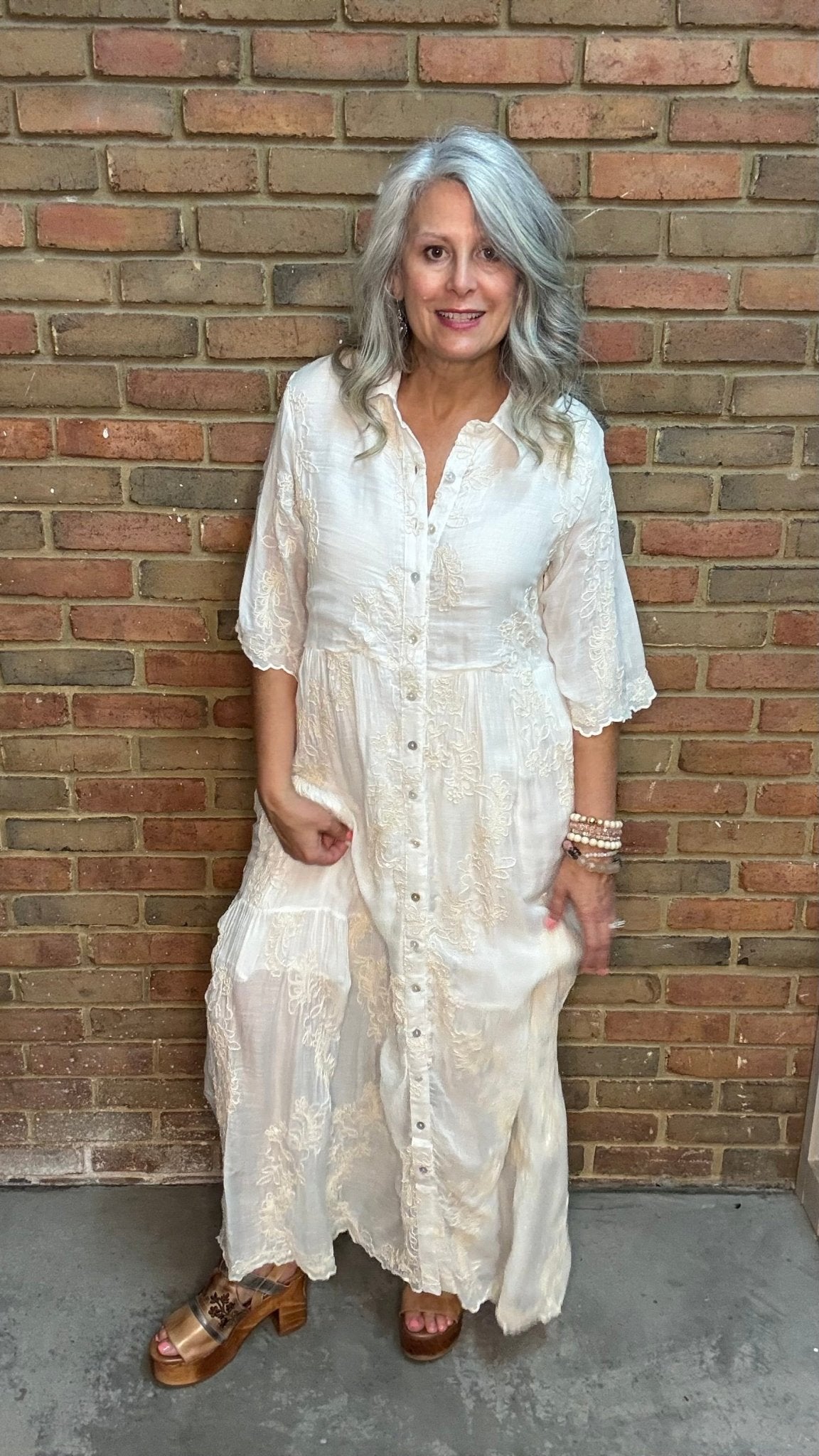Embroidered Shirt Dress - Vintage Vault Boutique
