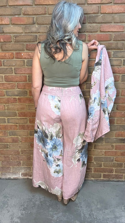 Smocked Print Pants - Vintage Vault Boutique
