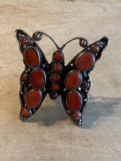 Red Butterfly Stone Ring