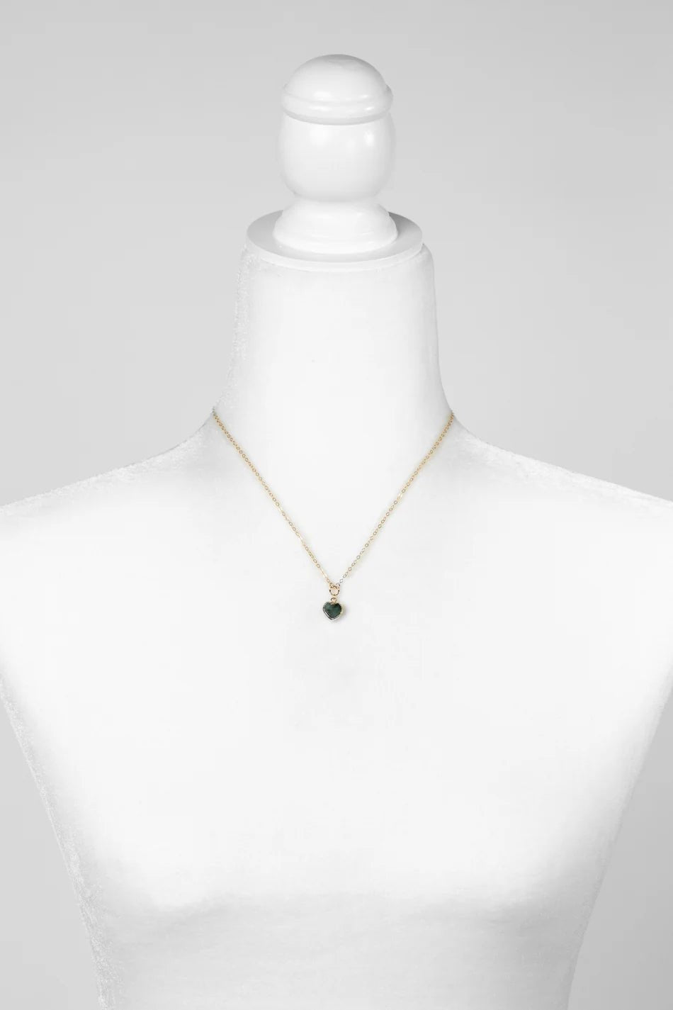 Forget Me Not Emerald Heart Necklace N001 - Vintage Vault Boutique