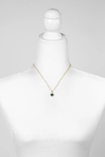 Forget Me Not Emerald Heart Necklace N001