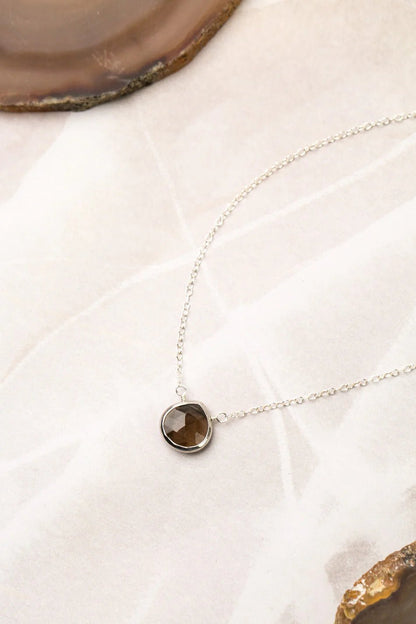 Favorites Smokey Quartz Simple Necklace N029 - Vintage Vault Boutique