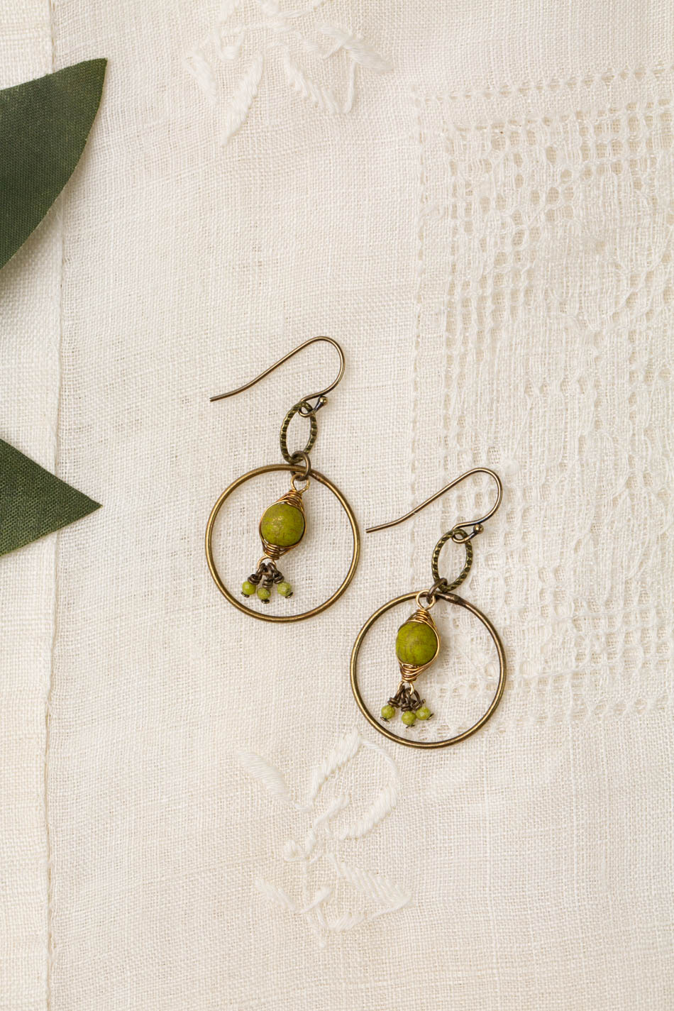 Guidance Czech Glass Herringbone Earrings