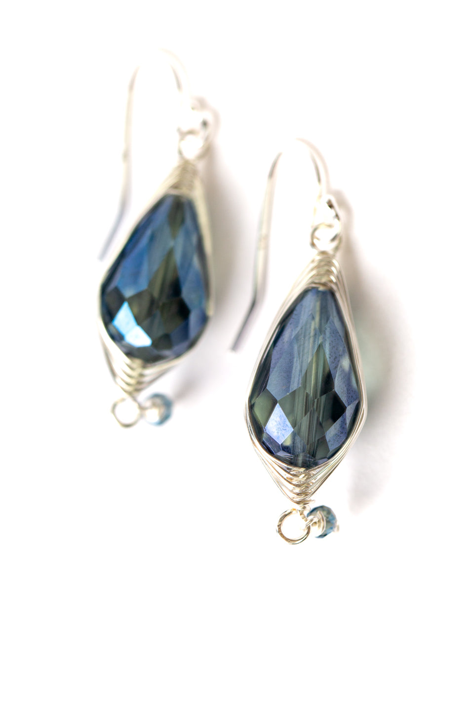 Herringbone Translucent Blue And Green Herringbone Earrings