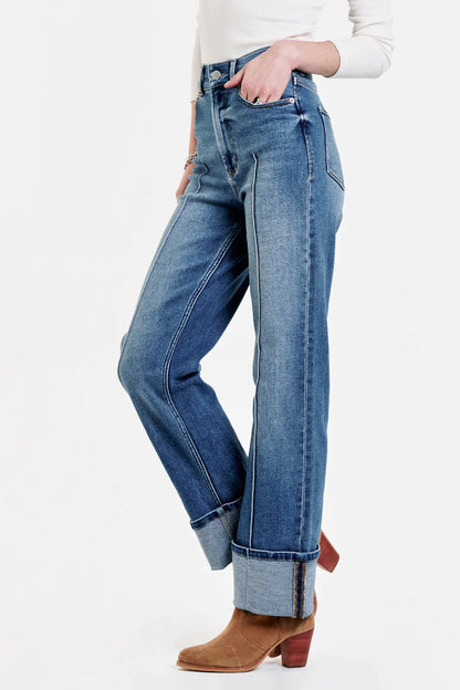 HOLLY Super High Rise Cuffed Straight Jean