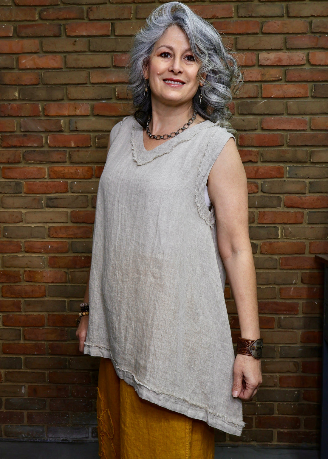 V-Neck Mesh Tank - Natural