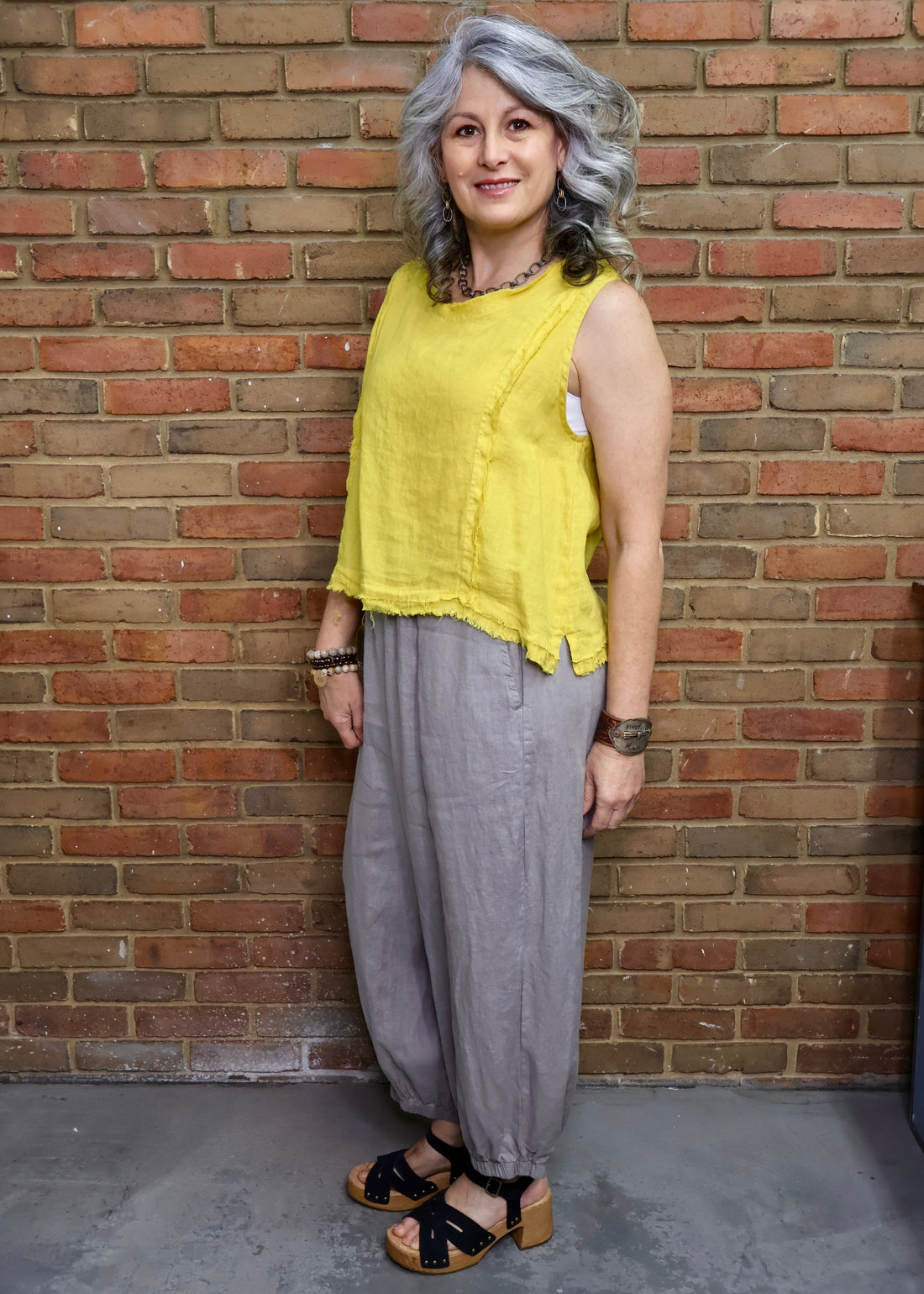 Raw Edge Sleeveless Top - Ceylon Yellow