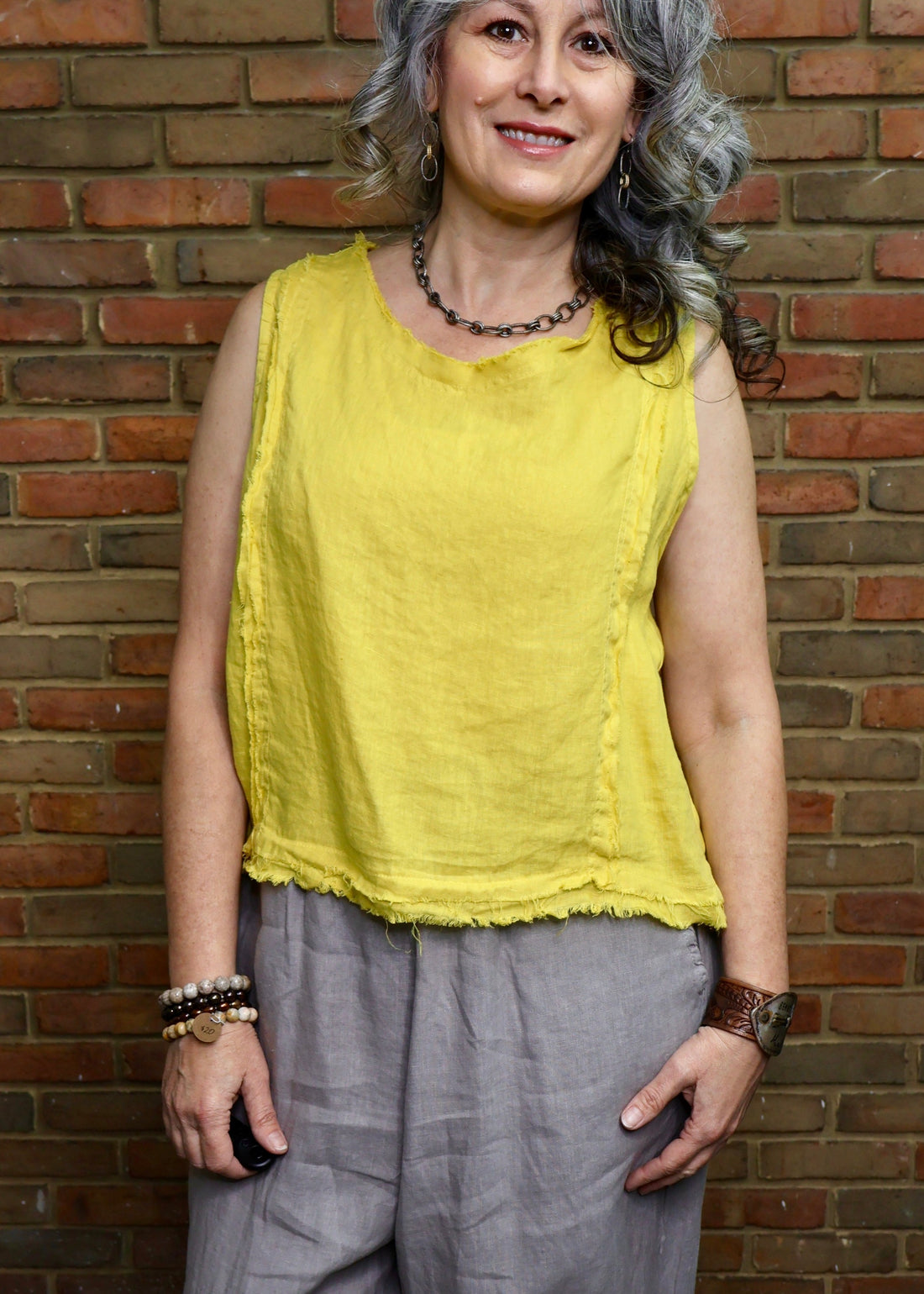 Raw Edge Sleeveless Top - Ceylon Yellow
