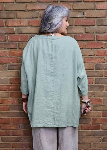 Moon Pocket Round Neck Tunic - Tea