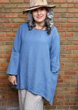Round Neck Long Sleeve Tunic - Provincial Blue