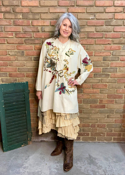 Floral Embroidery Hi Lo Tunic  